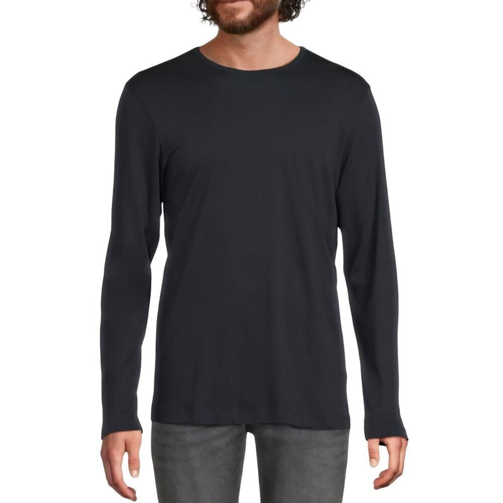 Theory Long Sleeve Tee Shirt Navy Recycled Polyester Blend Size L